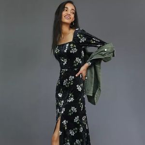 Velvet Midi Dress- Anthropologie, M,  NWT